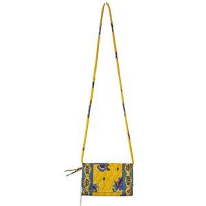 VERA BRADLEY NWT French Yellow Quilted Floral Fabric Wallet Crossbody 022506